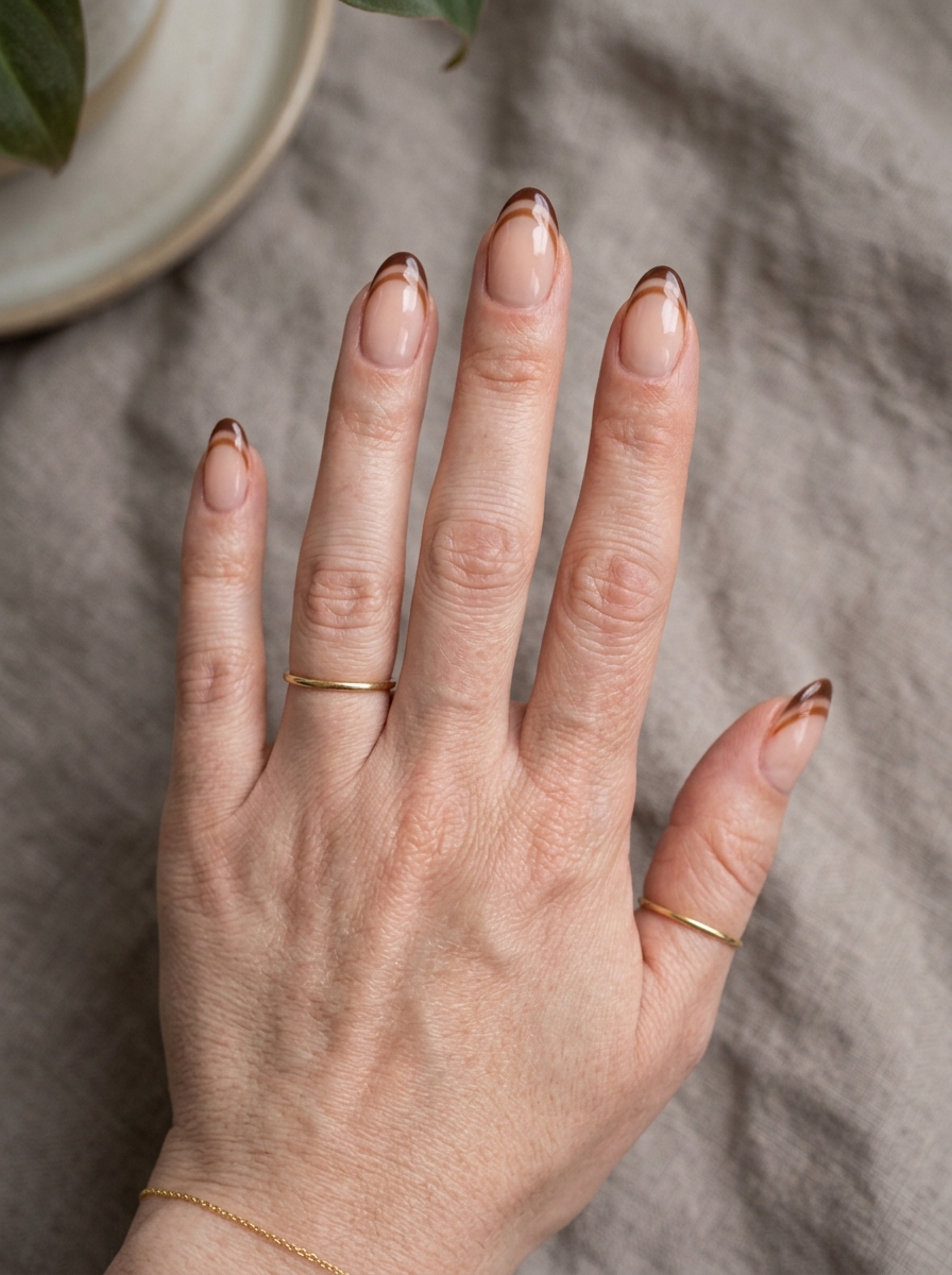 Brown Double French Nails als Brown French Nägel Inspiration 2026